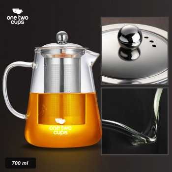 

ORI One Two Cups Teko Teh Kaca Saringan Tahan Panas Api Infuser Teapot 1.3L - TP-760