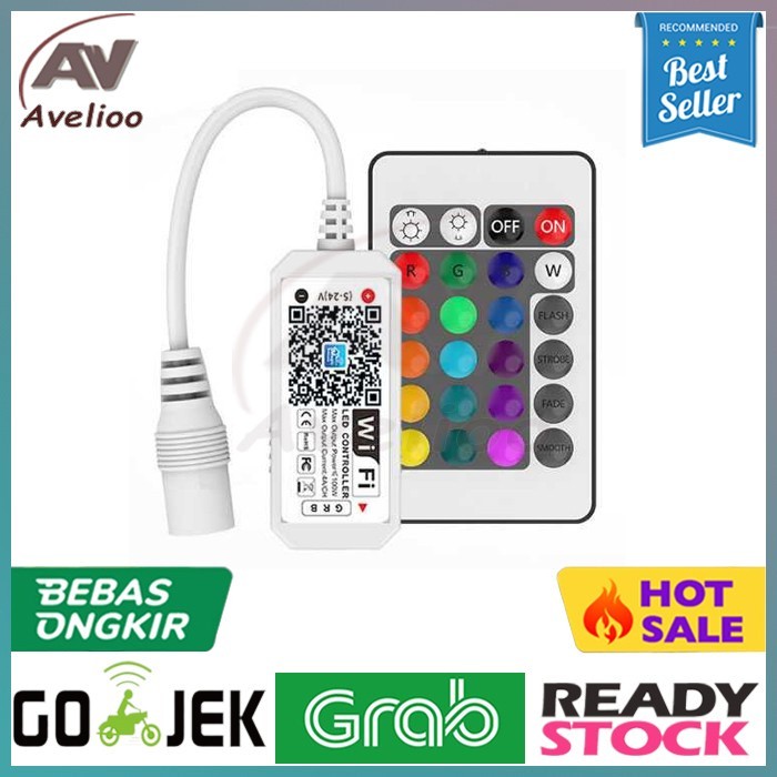 Smart WiFi RF Controller for RGB Led Strip Light with 22 Keys Remote - Dukungan untuk kontrol Wi-FiC
