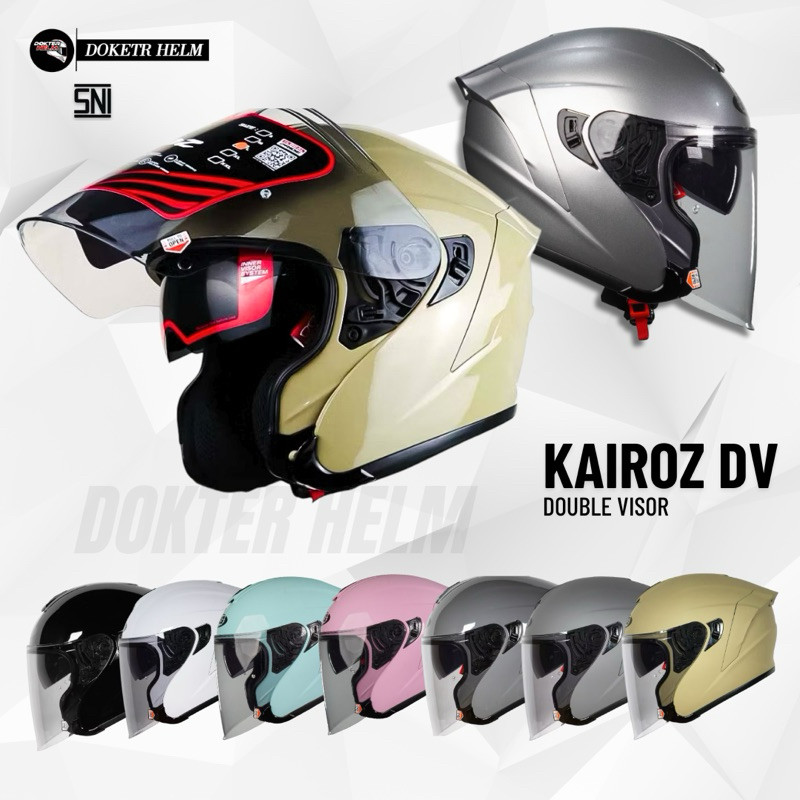 Helm NJS KAIROZ DV SOLID DOUBLE VISOR - Njs Half Face Double Visor Terbaru