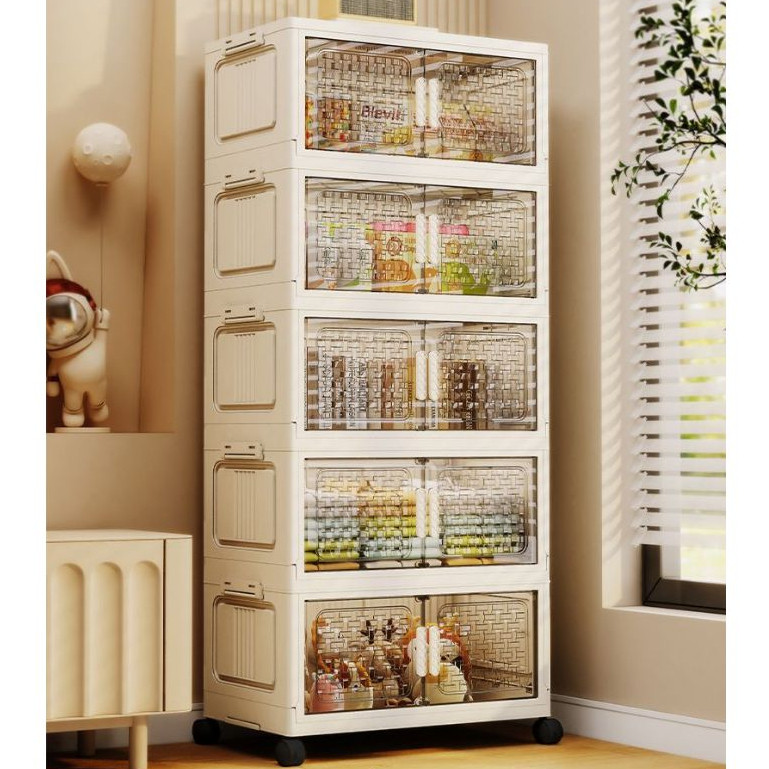 Tidak instalasi Lemari Plastik Susun Besar - Besar Storage Cabinet Hemat Ruang Lemari Pakaian Anak &