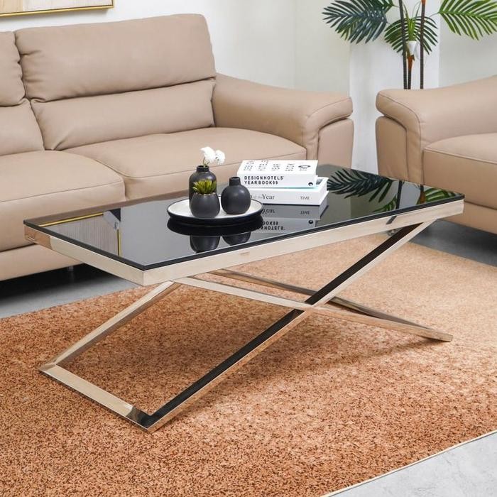 Meja Tamu Kaca Tempered 12 Mm INFORMA Meja Ruanga Tamu Keluarga Minimalis