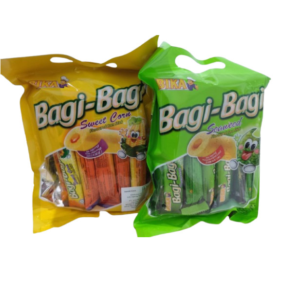 

Bika Bagi-Bagi Sweet Corn Flavoured Corn Stick 100g (Isi 10Pcs) Bika Bagi Bagi Seaweed Corn