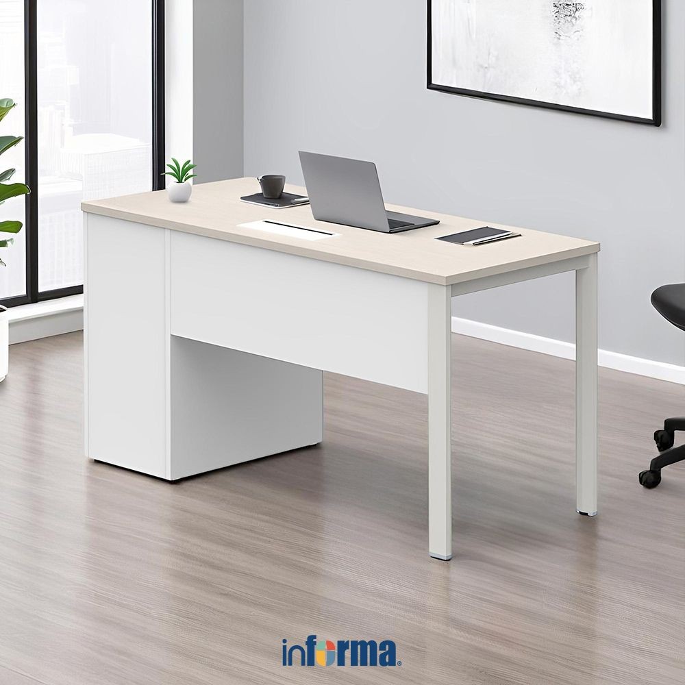 Informa Sieben Meja Kantor 140 Iw - Putih Office Table Furnitur Kantor Meja Kerja Belajar Serbaguna