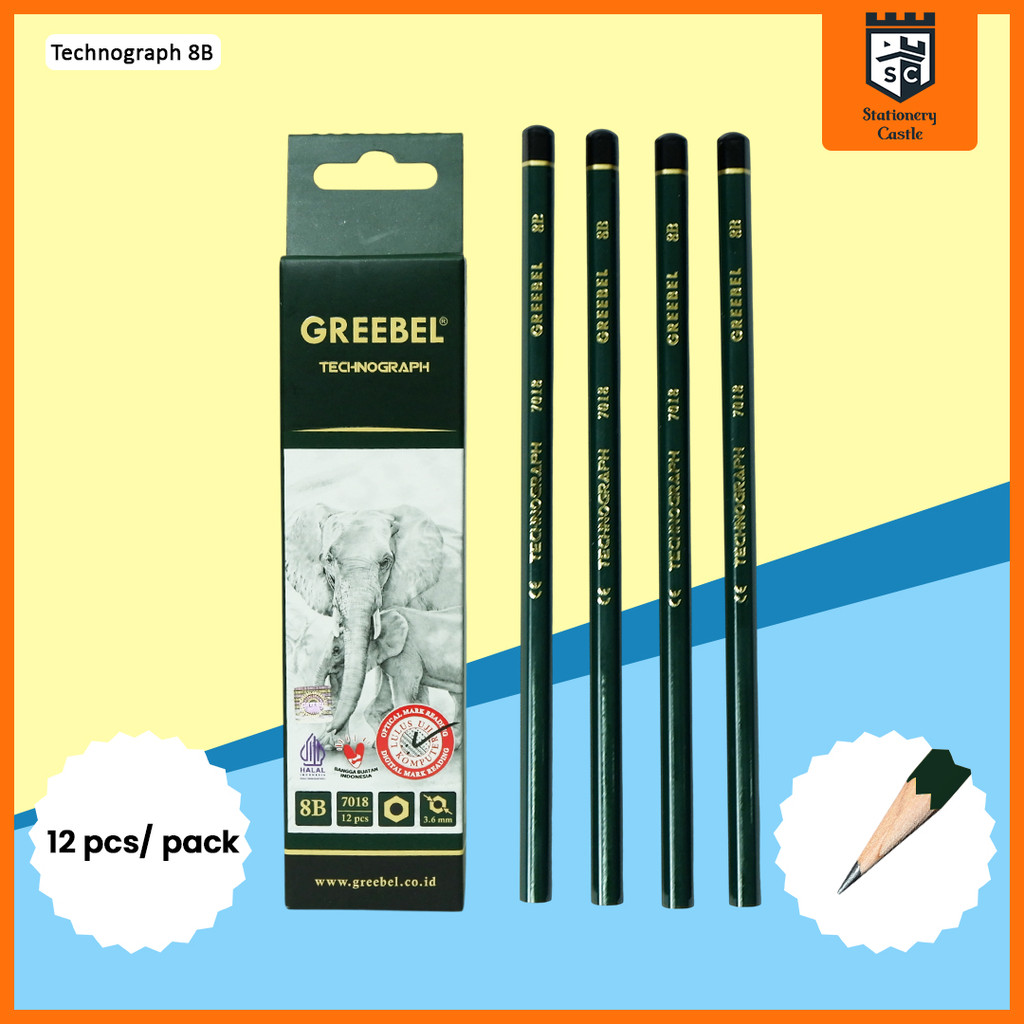 

GREEBEL Pensil Kayu 8B 7018 (12PCS/SET) / Alat Tulis Ujian Sekolah / Pensil Gambar