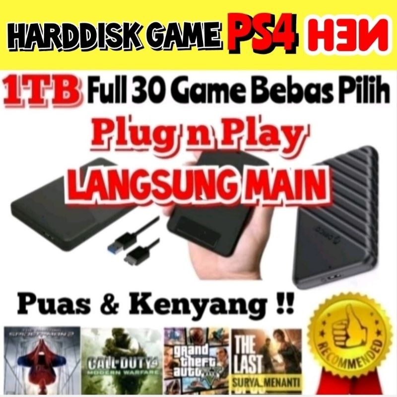 HARDISK HDD GAME PS4 1TB EKSTERNAL HARDDISK EXTERNAL PS4 GAME BEBAS PILIHCO