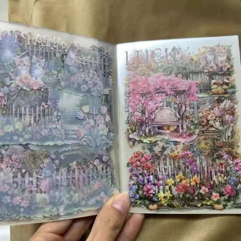 

JIANQI 20Sheets PET Die cut Stickers book Vintage Log cabin Decorative handmade Scrapbooking Material Diary Album Craft Supplies