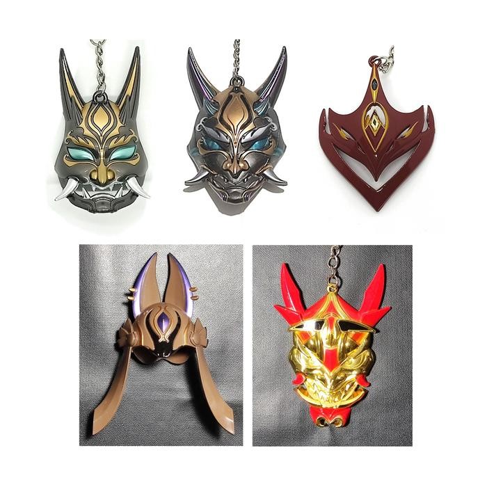 Gantungan kunci 8 cm genshin impact tartaglia cyno xiao's mask