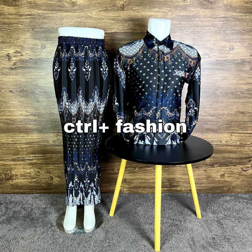 CTRL+ FASHION - ROK PLISKET COUPLE BATIK KEMEJA LENGAN PANJANG BATIK COUPLE PASANGAN SERAGAMAN KELUA