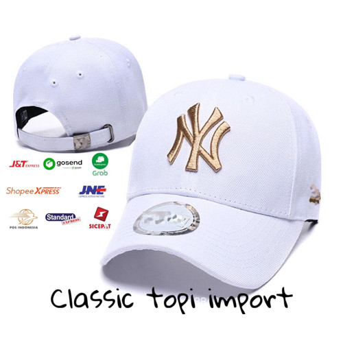 Topi Import Baseball Fashion Tulisan Depan Plat Metal Besi Pria Cowok Cewek Bordir NY Original List