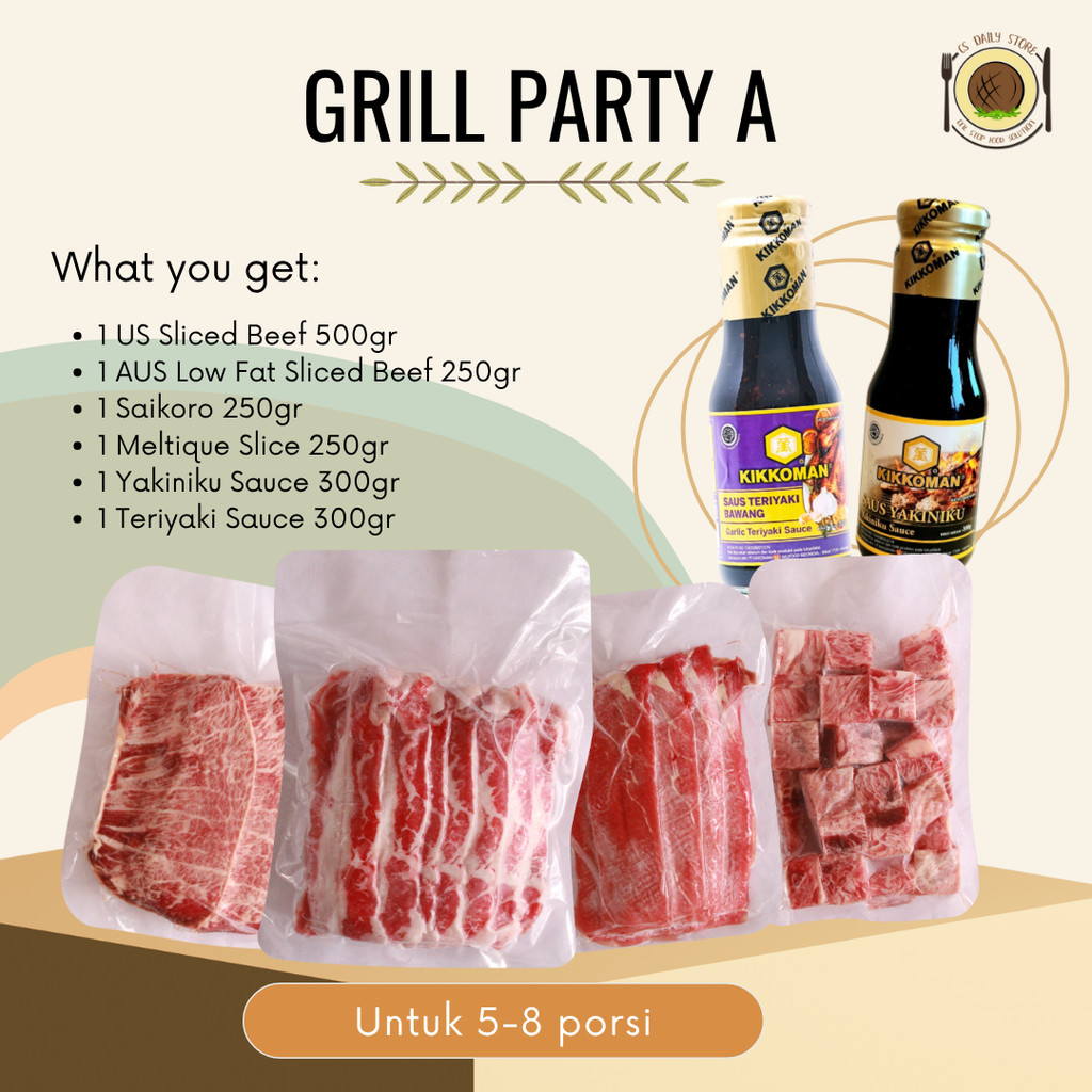 

Paket Grill Party - Sliced Beef BBQ Saikoro Meltique Barbeque Yakiniku Bulgogi Sauce