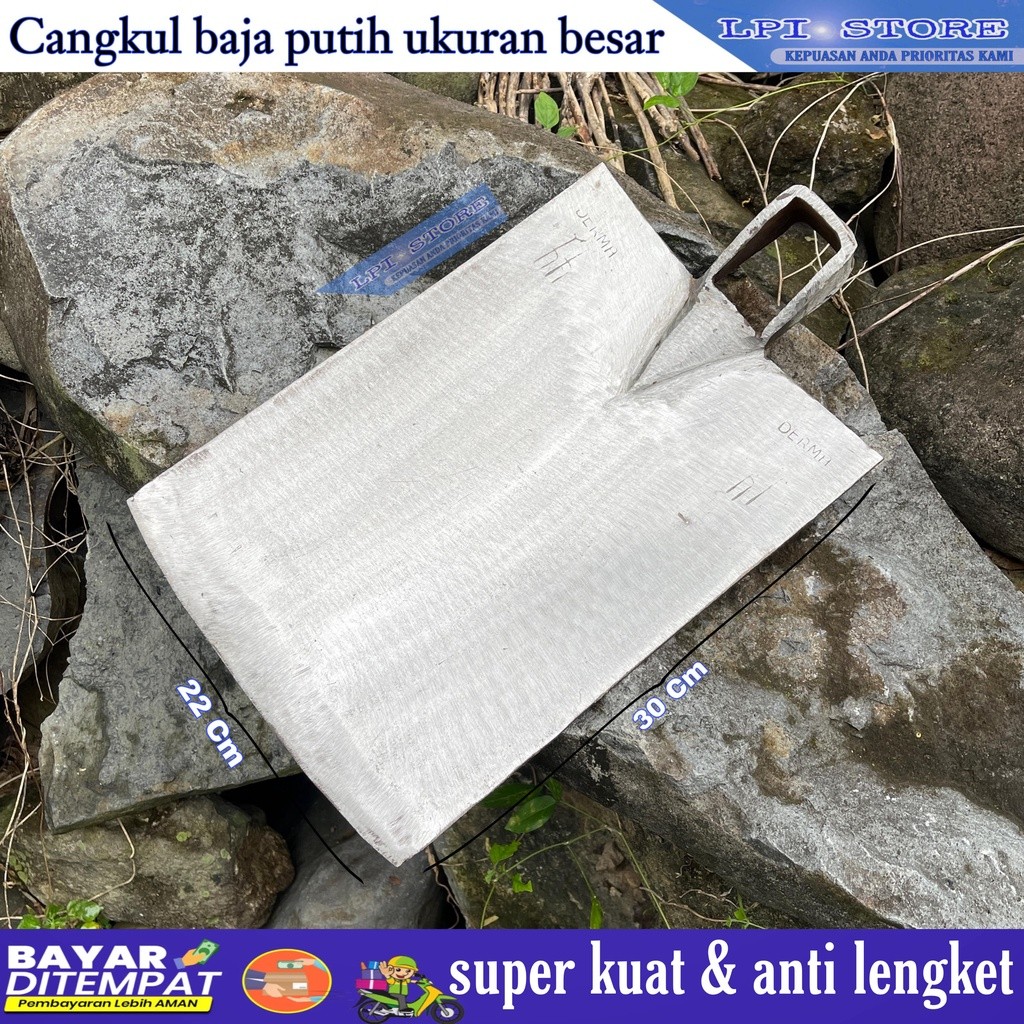 Ukuran Besar  Lebar 22 Panjang 30 Anti Lengket Cangkul Baja Putih Pacul Asli Baja Super Tajam Pacul 