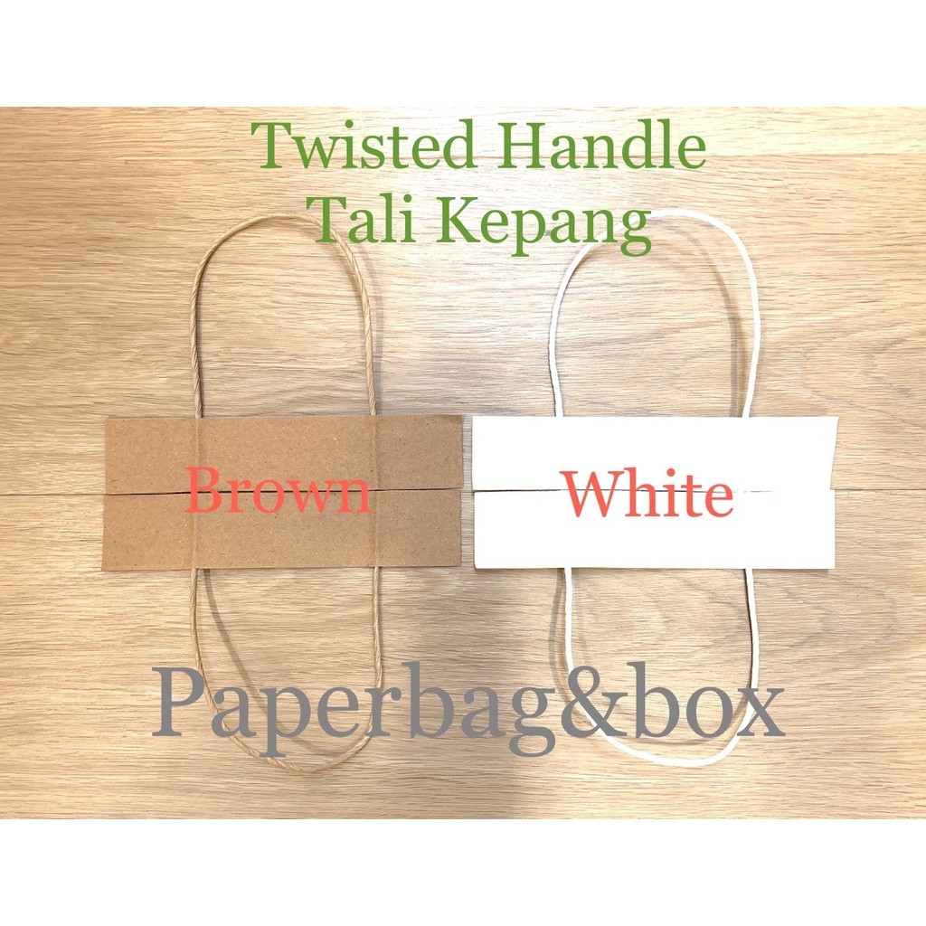 

Paperbag Twisted Handle, Tali Kepang Kertas, Tali Kertas Kraft isi 200 set/400pcs