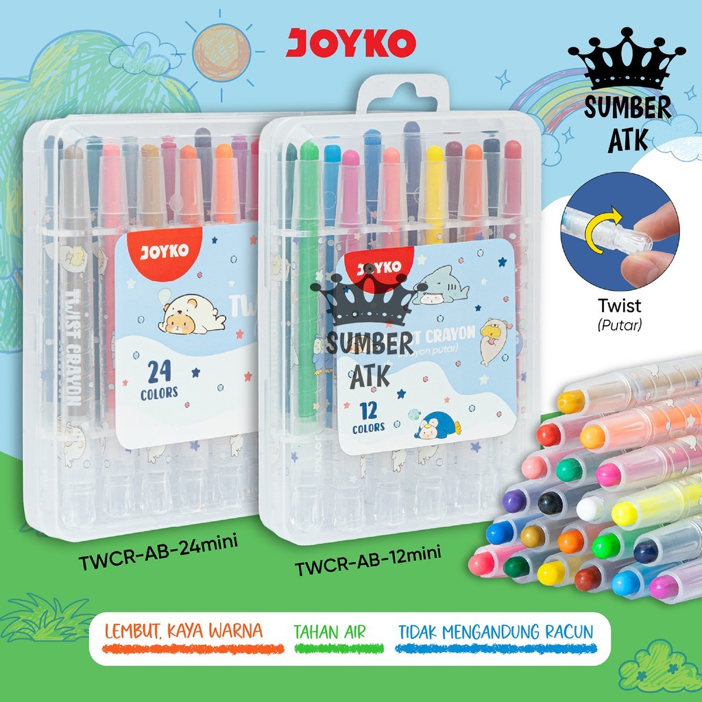 

Krayon Putar Mini JOYKO Twist Crayon TWCR-AB 12 24 Color Mini