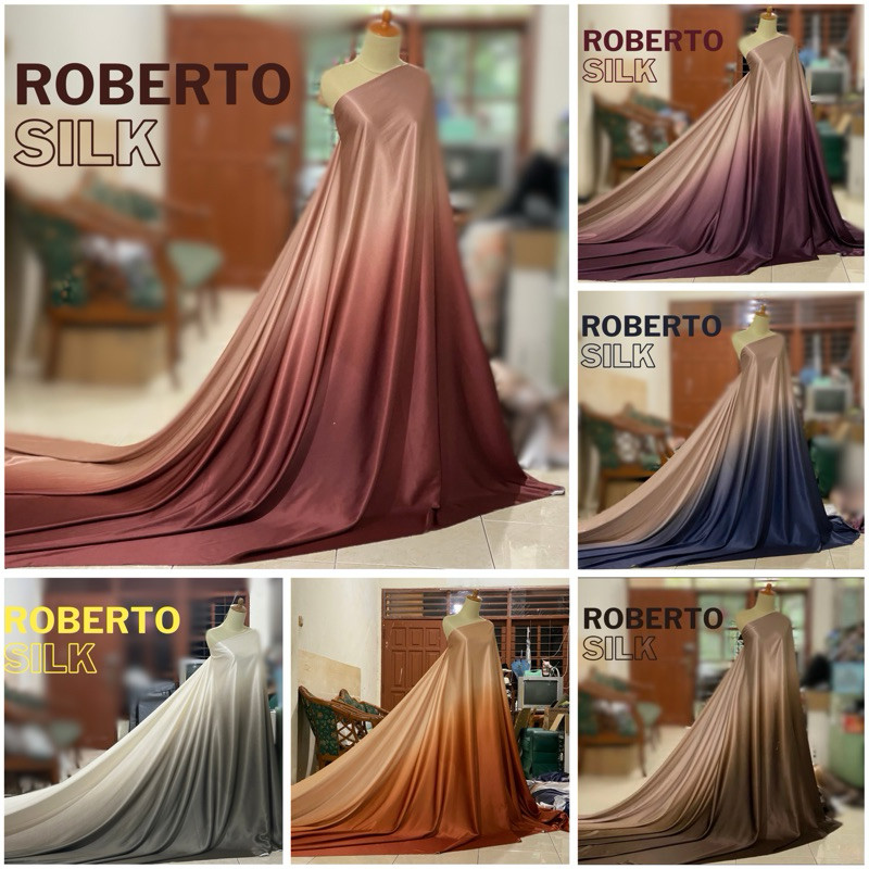 TERKAIT PREMIUM Kain Satin Roberto Silk Gradasi (per 0.5M) Lebar :150 cm / Import High Quality / Kai