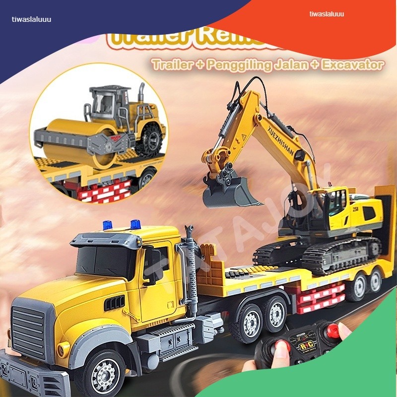 Mainan Mobil Remote Control Set Mainan Trailer Besar RC 11 Channel Truk Trailer & 11 Channel Excavat