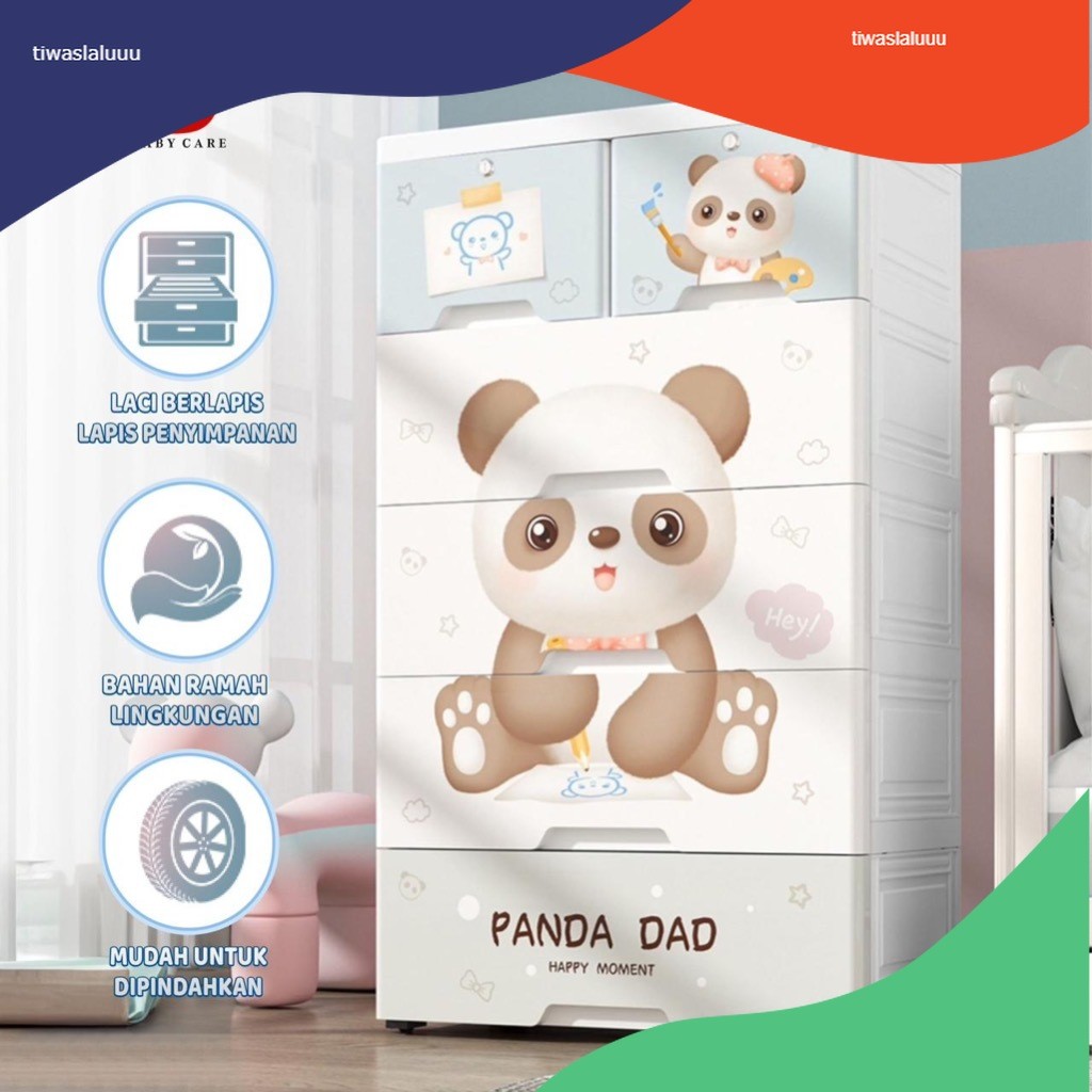 /Lemari Plastik Anak/Lemari Plastik Baju/Lemari Pakaian/Lemari Kabinet/Lemari Ada Roda/Furniture Imp