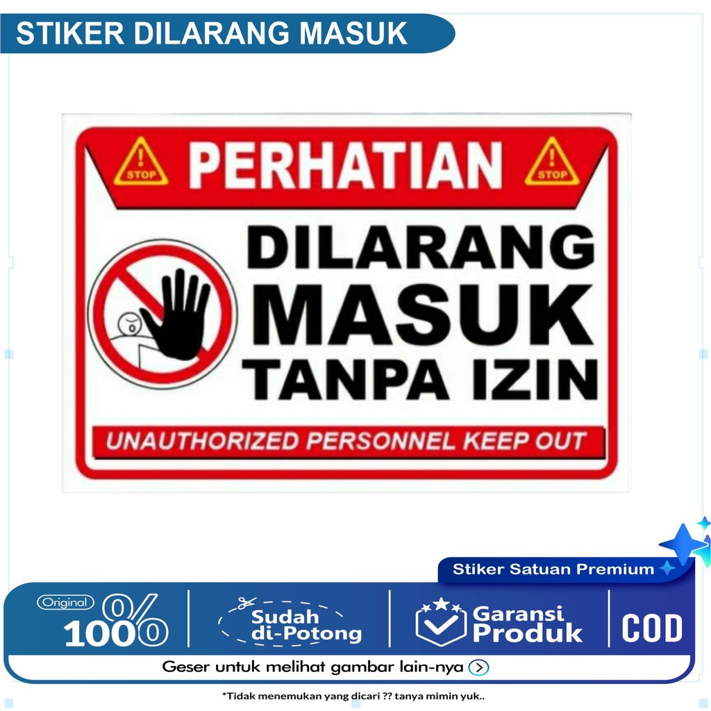

stiker dilarang masuk tanpa izin custom
