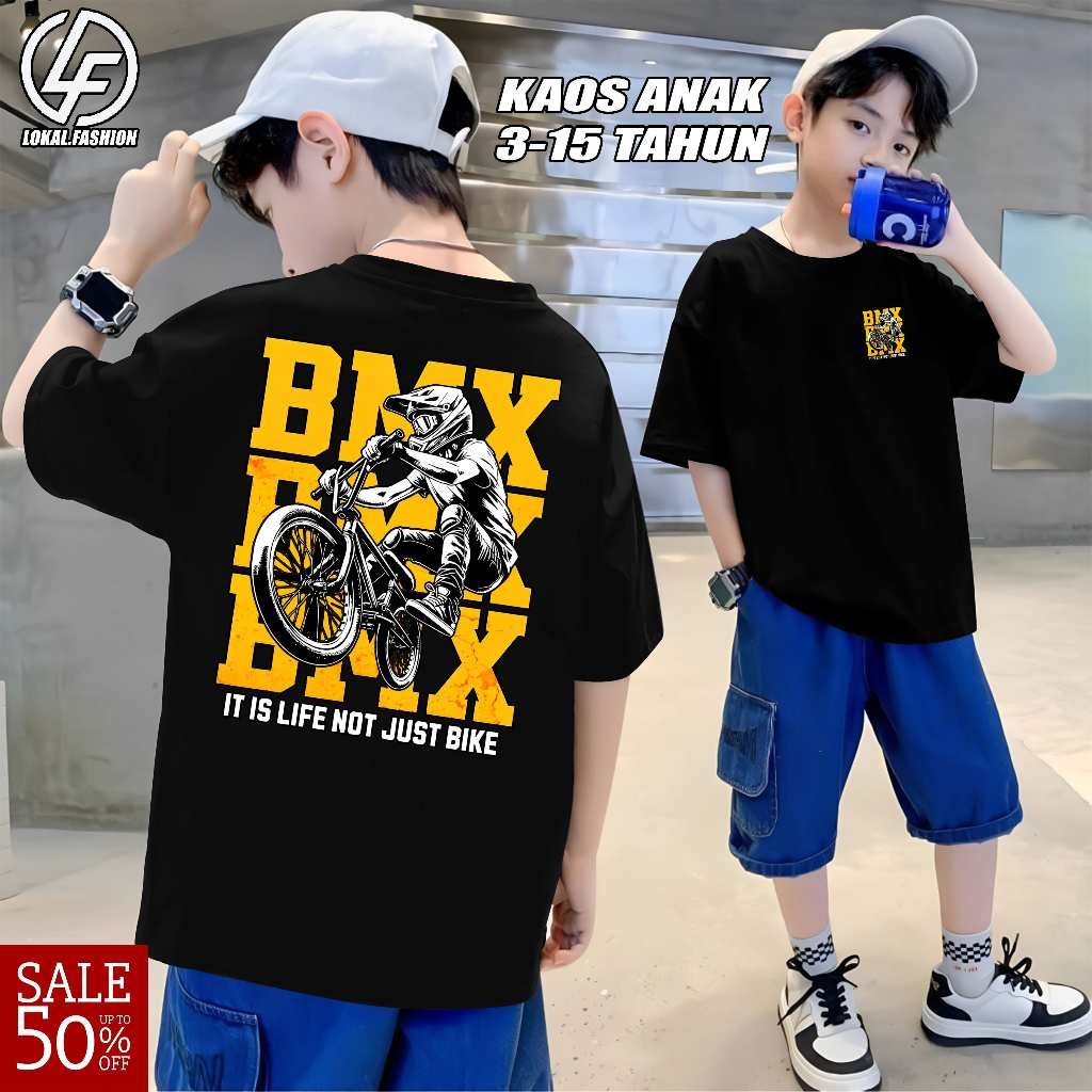 KAOS ANAK BMX BAJU IT IS LIFE NOT JUST BIKE BMX TSHIRT DISTRO SABLON DTF PMF 0126 / baju bmx anak