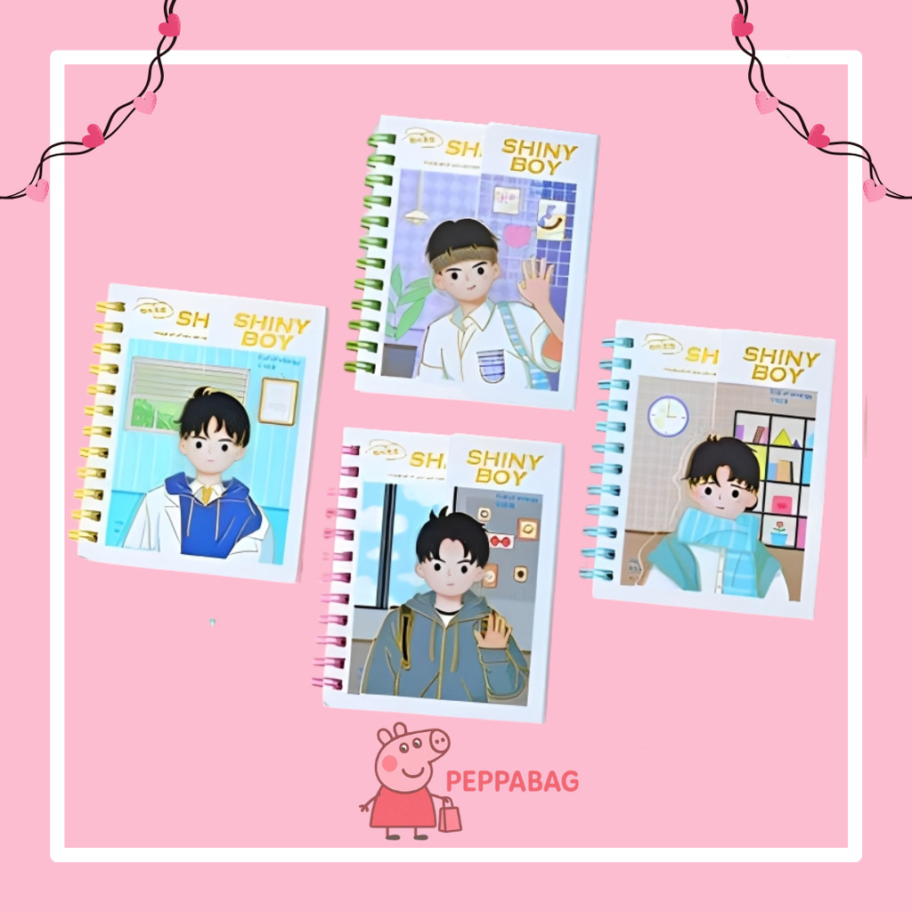 

NOTE BOOK RING MOTIF MEMO KECIL A7 SPIRAL isi 70 Lembar Dengan Perekat Shiny Boy Pinkoala - ES0379