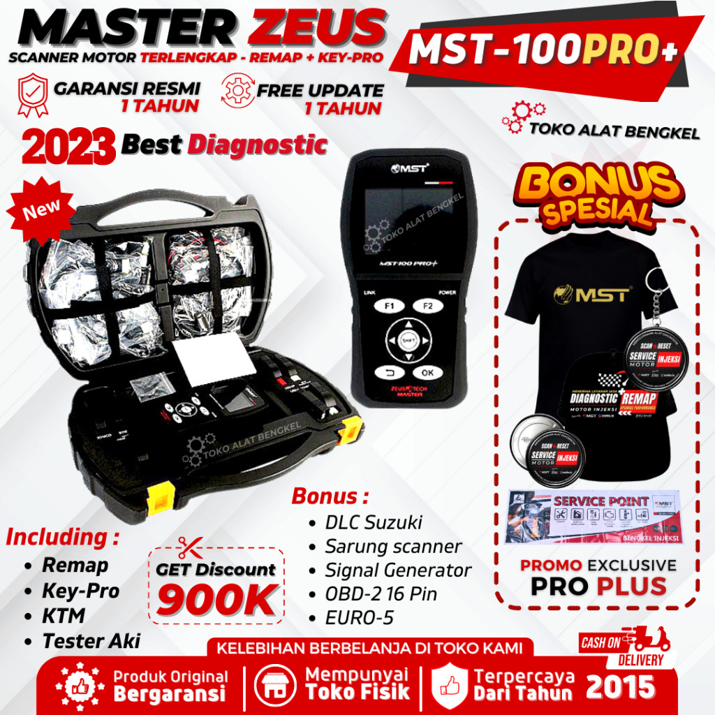Scanner Motor Injeksi Universal MASTER ZEUS MST 100 PRO Dengan Remap ECU & KEY PRO Program Remote Ku