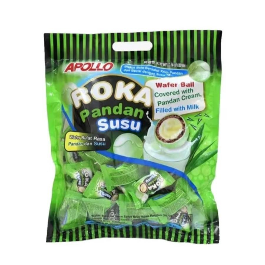 

APOLLO ROKA Wafer Ball Isi 50 Pcs 250g Pandan Susu snack LEBARAN