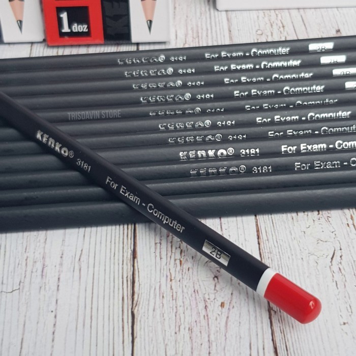 

Pencil 2B Kenko 3181 Segitiga Hitam Merah / Pensil Kayu Komputer Ujian Triangula 1 PCS