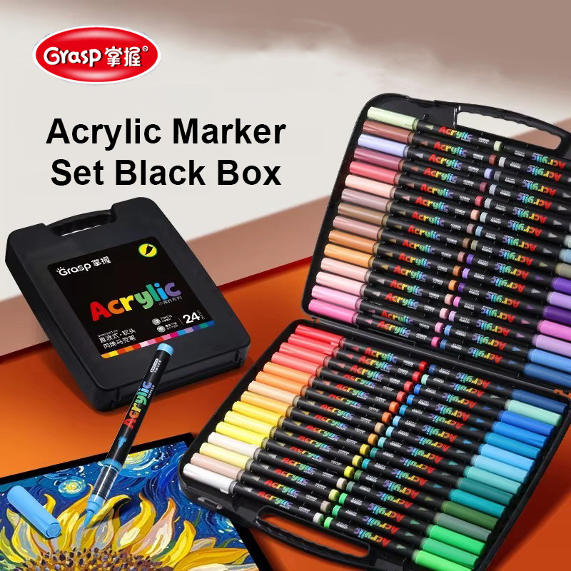 

GRASP Professional Acrylic Marker Set Black Box 12/24/36/48/60 Warna