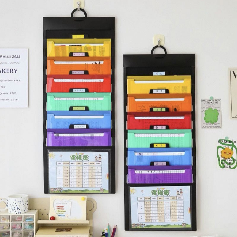 

6-pocket hanging folder Multi-color hanging file organizer Multi-layer classification test paper organization folder