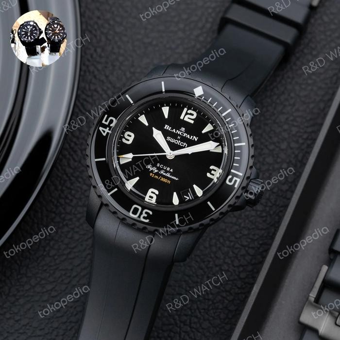 strap rubber blancpain x swatch premium black