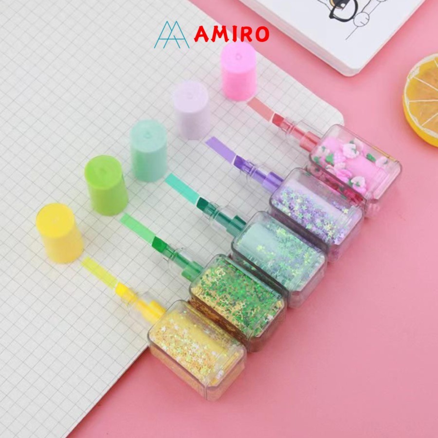 

(6 Warna) Stabilo Bentuk Cat Kuku Warna Campur Highlighter Motif Botol Lipstik Stabilo Highlight Set Lucu Hadir