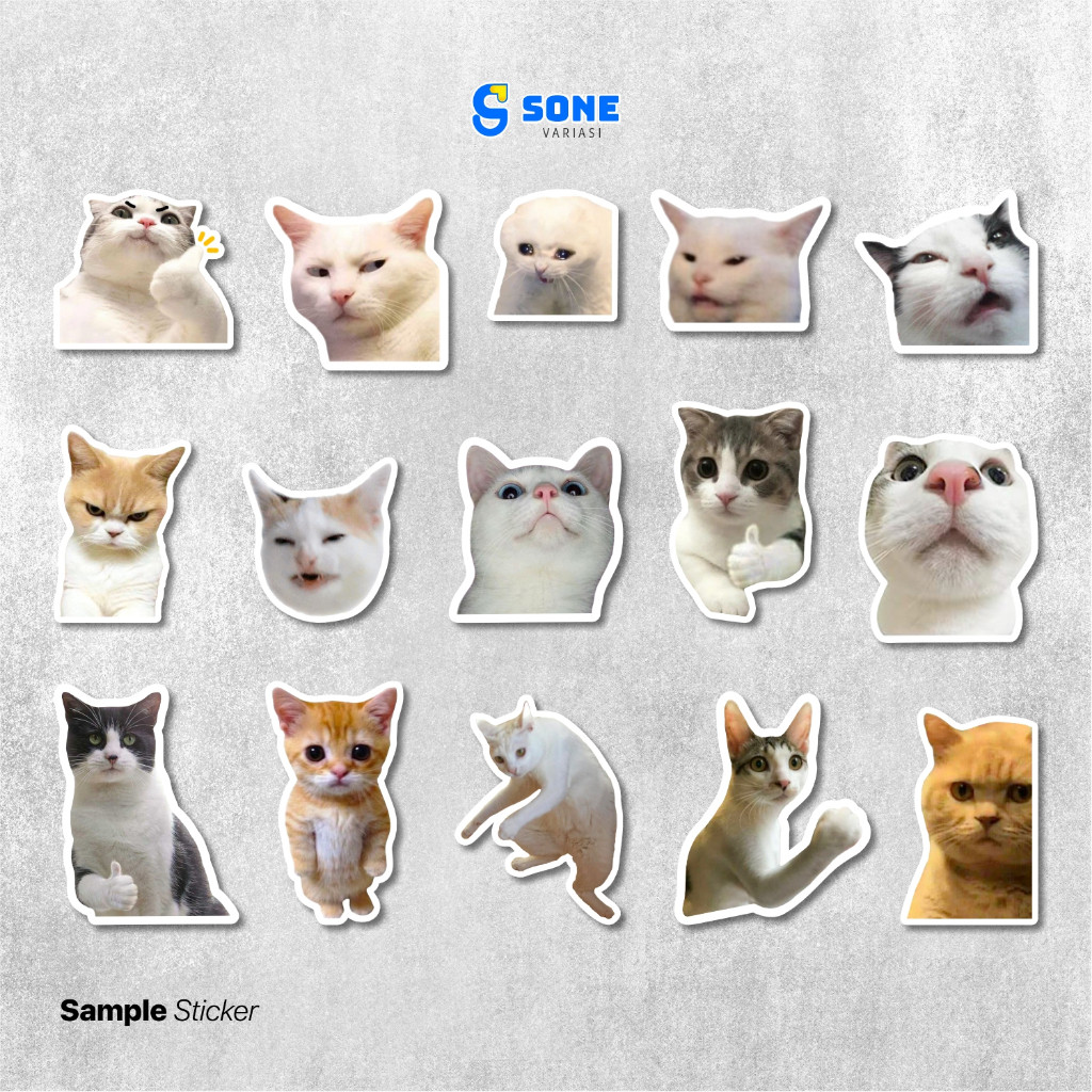 

Stiker Pack Meme Kucing Aesthetic Paper Vinyl Waterproof Dekorasi Laptop Buku Journal Koper