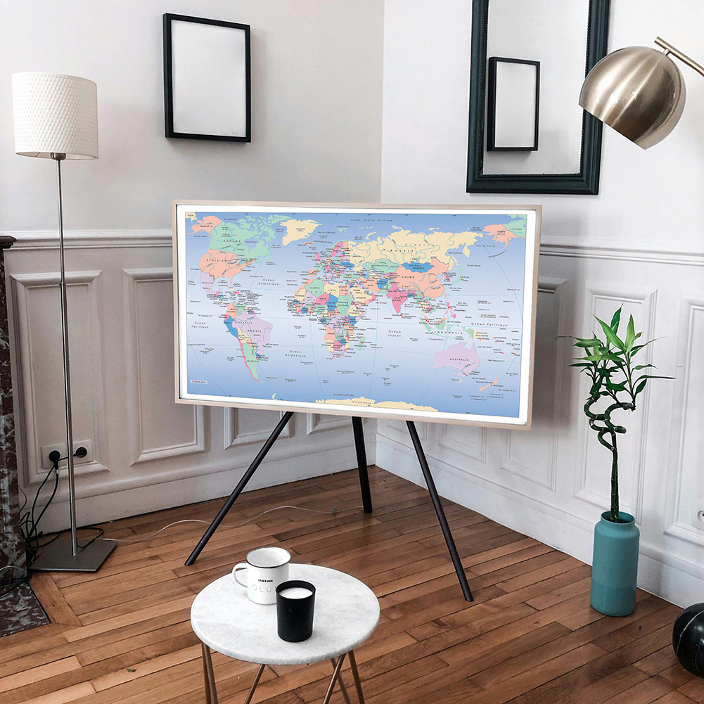 

Unframed World Map French Language Canvas Poster for School Classroom Vintage Art Decoration for Kids & Adults 59x42cm -A2 Size