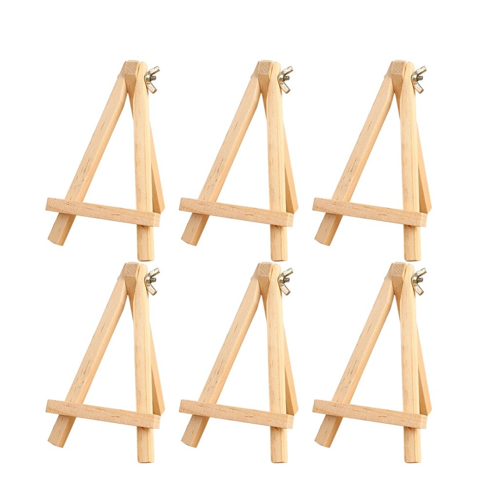 

6 Pcs Mini Easel Triangle Frame Durable Wood Small Sturdy Desk Display Tabletop Paintings Photos Students