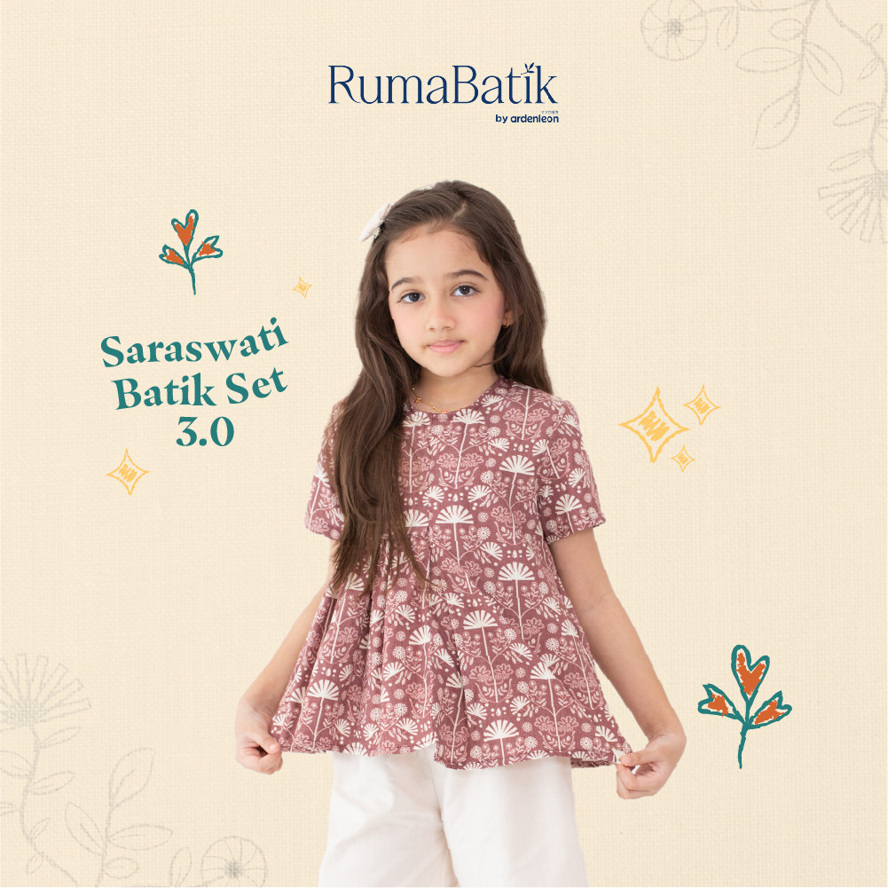 Ardenleon - Saraswati Batik Set - setelan batik anak atasan celana batik anak perempuan