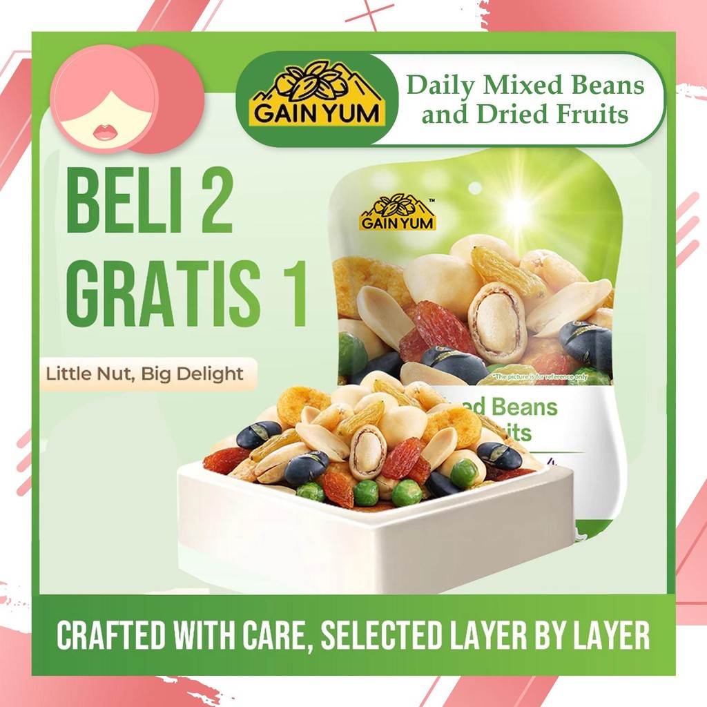 

ANN - Gain Yum Kacang Campur dan Buah Kering Mixed Beans and Nuts Daily Mixed Beans and Dried Fruits 75G