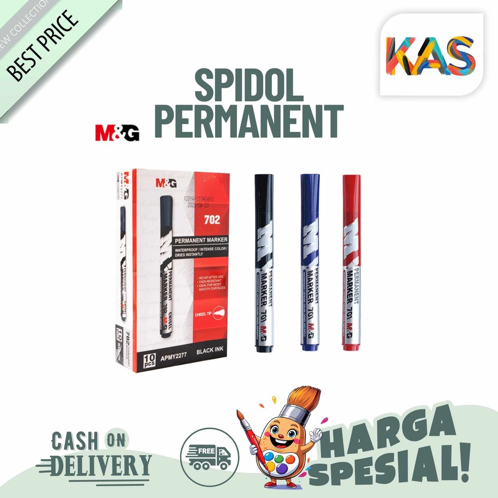

Spidol Permanen M&G Eco Permanent Marker Papan Tulis Warna Hitam Biru Merah #APMY2272 - Satuan
