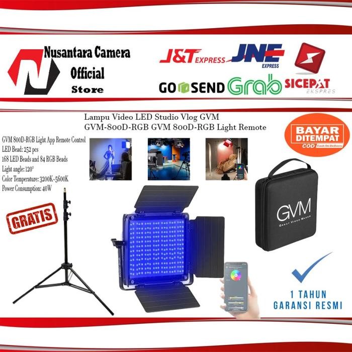Paket Lampu Video LED Studio Vlog GVM GVM-800D-RGB GVM 800D-RGB Light - Hitam