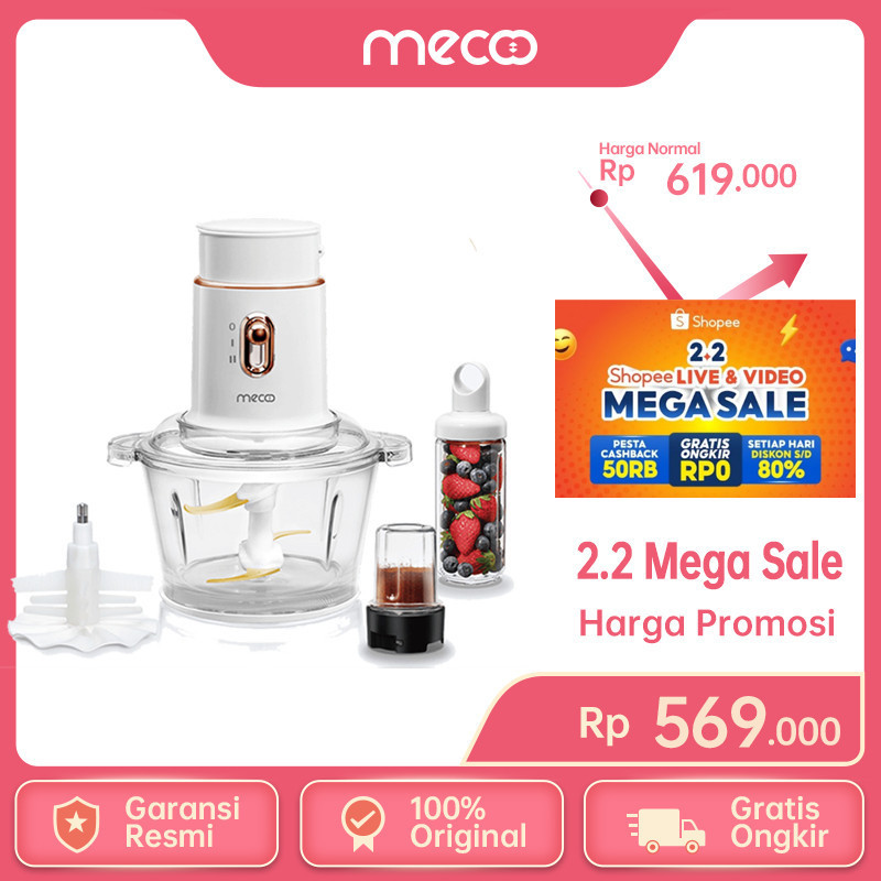 

Mecoo Most Aesthetic 5 in 1 Antibacterial Odorless Chopper 250 Low Watt BPA Free / Blender Daging / Baby Food Processor / Penggiling Daging / Chopper Daging / Kado Pernikahan