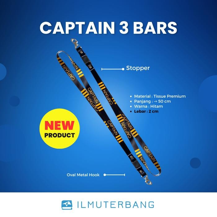 

Lanyard/ Tali ID CAPTAIN 3 Bars Premium 2 Sisi - New Product