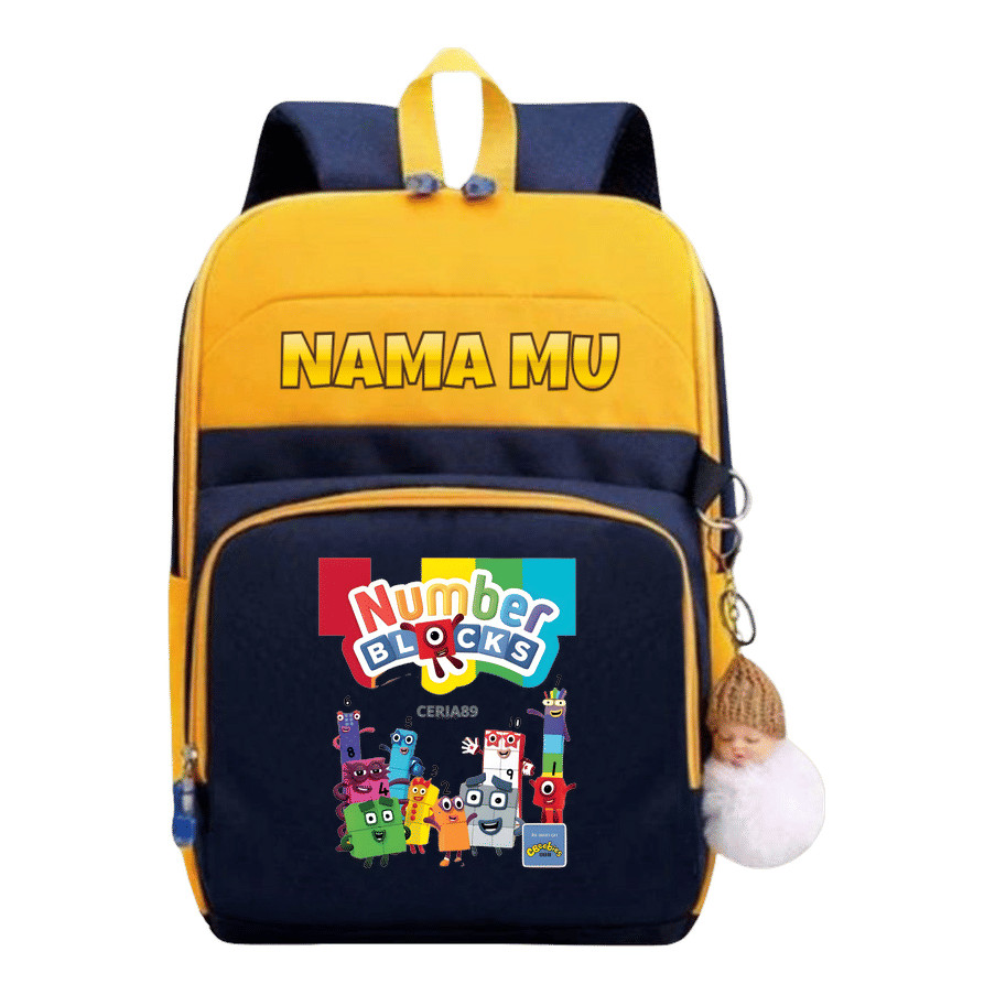 Tas Ransel Anak Numberblocks – Backpack Sekolah TK SD Karakter Angka Lucu, Tas Anak PAUD Desain Warn