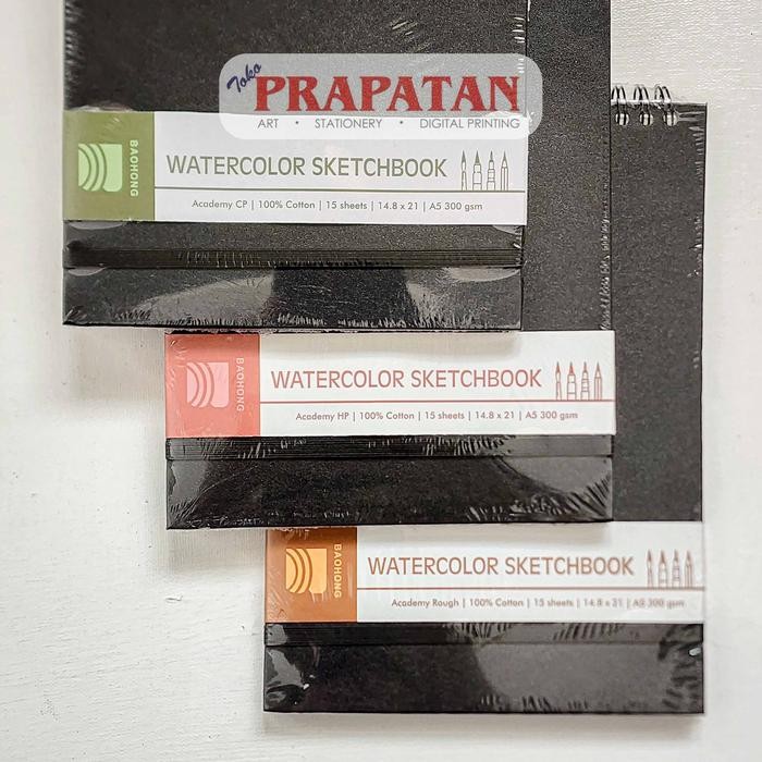 

【M-MT】BIG SALE!!! Baohong Academy Spiral Watercolor Book | Buku Cat Air - A6, Cold Press