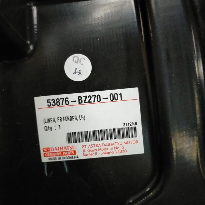 Liner Fender/Spakbor Depan Kiri Avanza Xenia 2016-2020 53876-BZ270