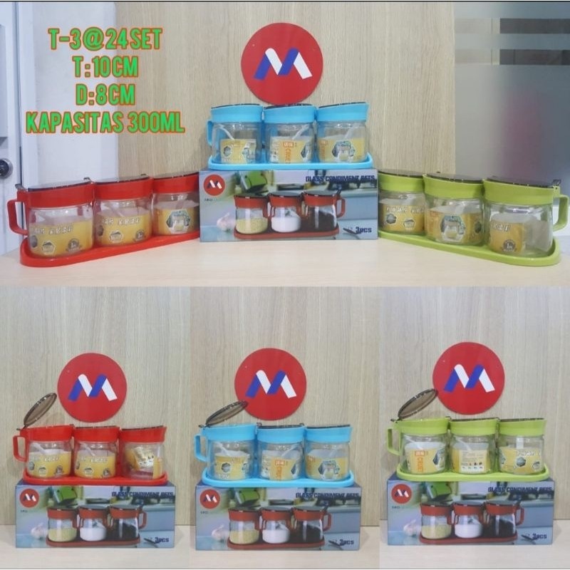 Kitchen Jar Set 3 in 1 / Tempat Bumbu Set