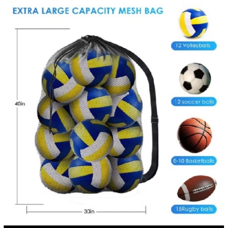 Tas Jaring Penyimpanan Alat Olahraga Bola Basket, Bola voly, Bola Sepak Kapasitas BesarCO