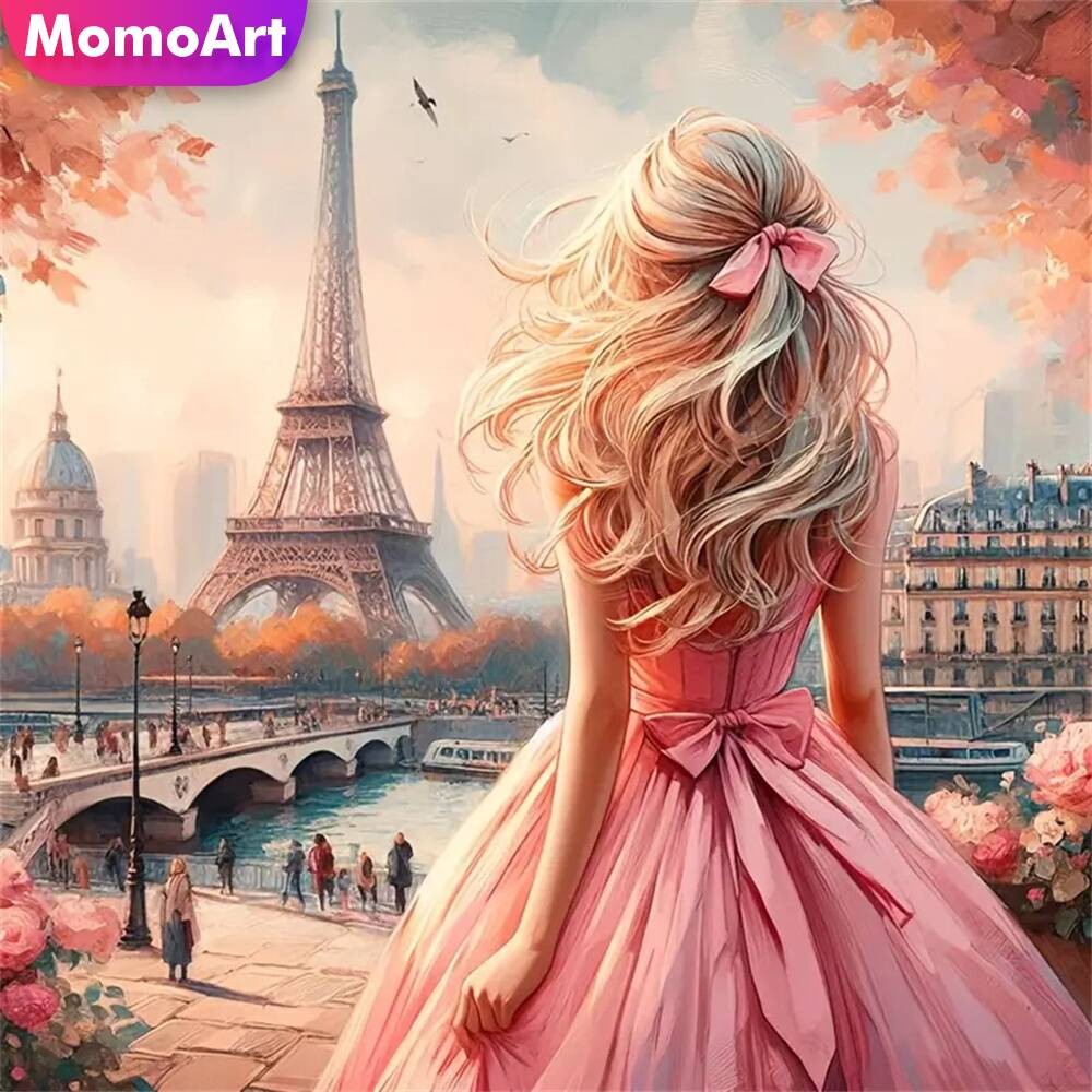 

Momoart DIY Woman Diamond Painting Portrait Character Picture Of Rhinestones Embroidery Eiffel Tower Diamond Mosaic Unique Gift