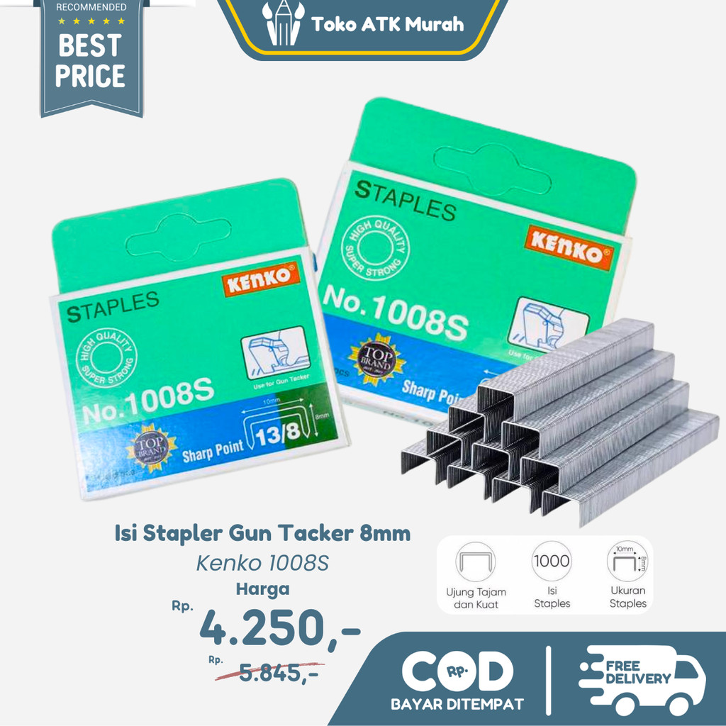 

Isi Staples Gun Tacker 13/8 Kenko - Refill Stapler Hekter Tembak 8mm 1008S