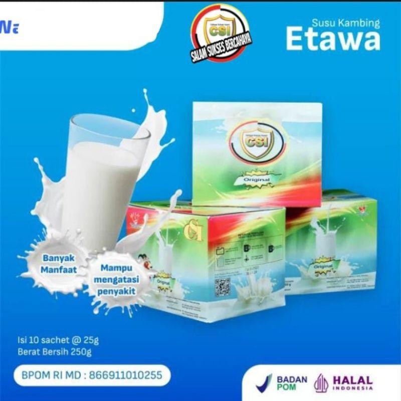 

(1 box isi 10 Bks) susu kambing etawa csi asli original berjuta manfaat untuk kesehatan luar dan dalam