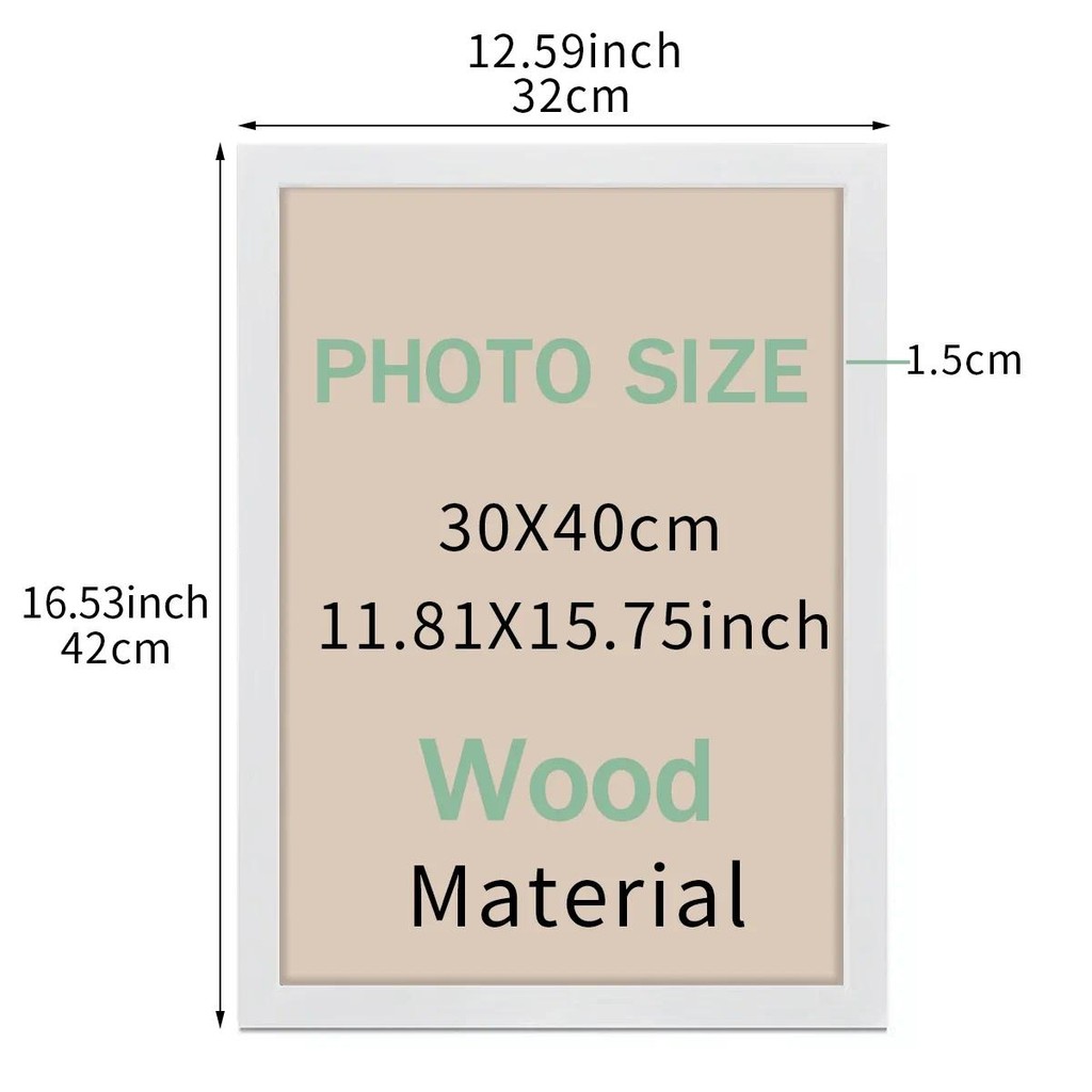 

30x40Cm Frame White and black Wood Grain Color Photo Frame Can Be Hung on The Wall with Certificate Poster Canvas Painting Decor