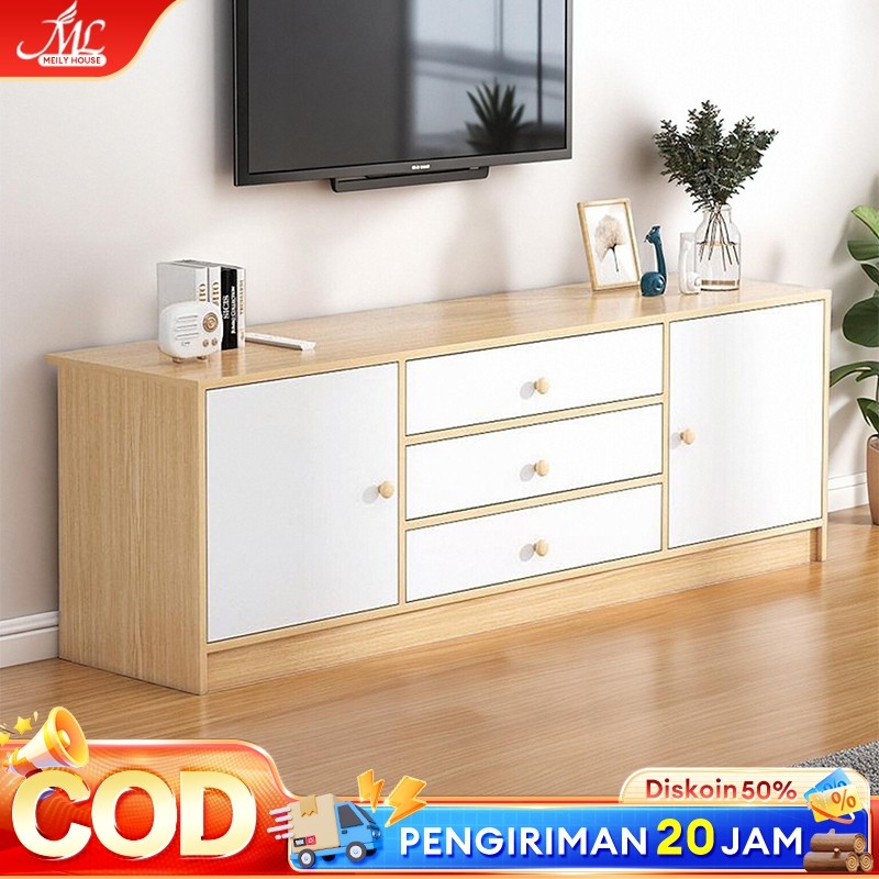 120/140cm Meja TV Kayu TV Serbaguna Rak TV Minimalis Bufet TV Minimalis Kayu Modern Murah TV Rak