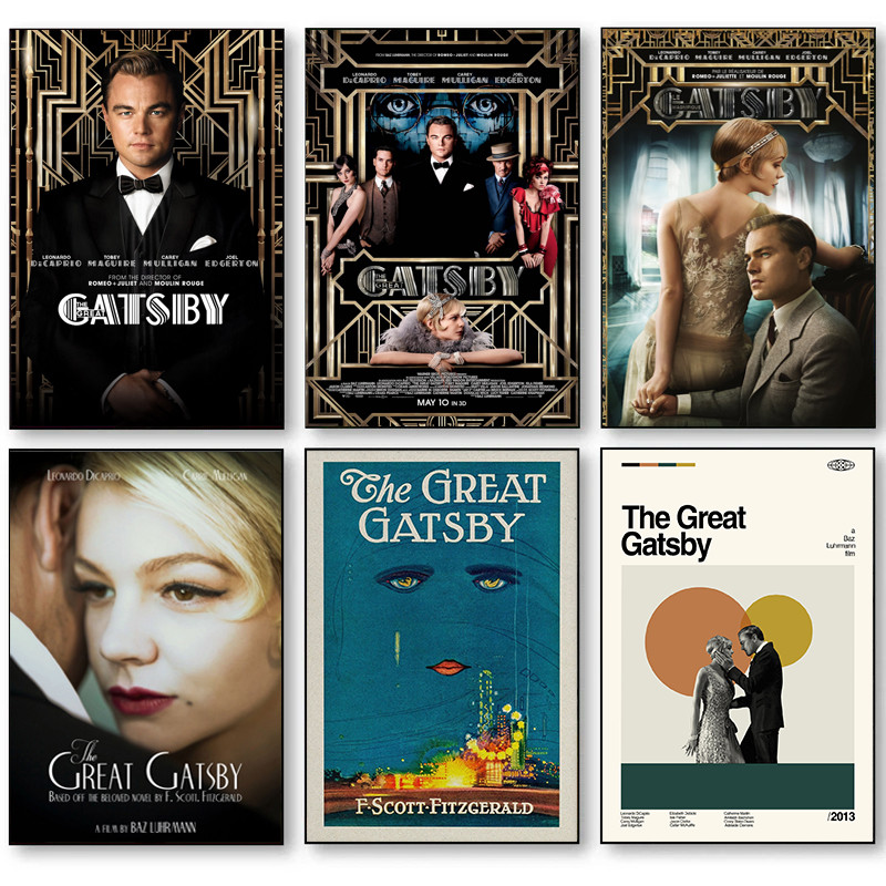 

1920s The Great Gatsby Vintage Classic Movie Book Cover Art Deco Leo Poster Canvas Painting Wall Pictures Home Interior Decor